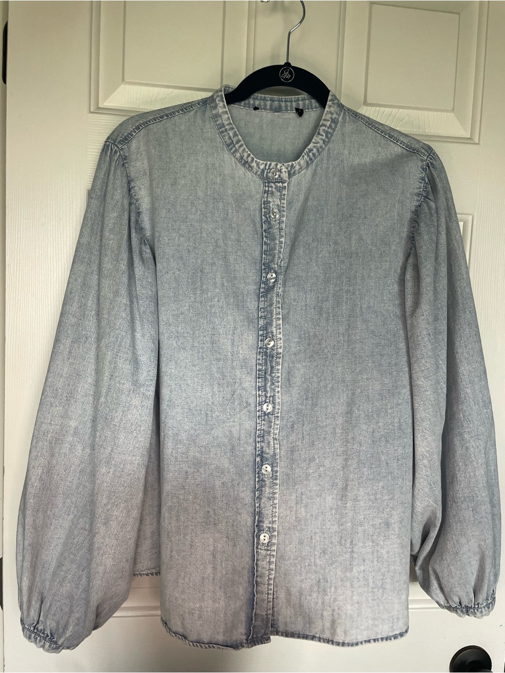 Light Wash Denim Button-Up Shirt - Casual Men's Shirt
